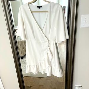 White Top Shop 3 Button Wrap Dress